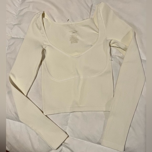 NWOT Free People Meg Seamless Ribbed Long Sleeve Cami in Ivory Sizes XS/S & M/L - Picture 6 of 10